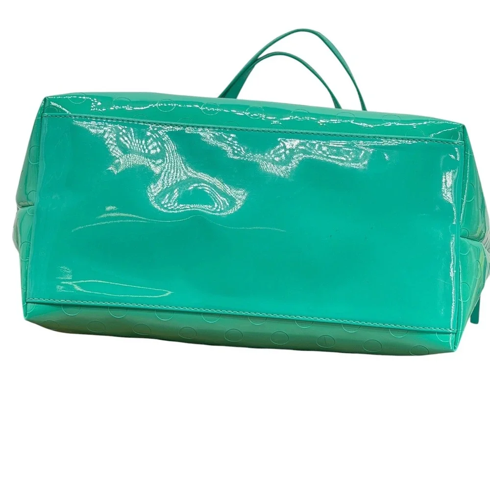 Kate Spade Sophie Camellia Street Patent Tote Bag Womens Teal Bow Shoulder Bag